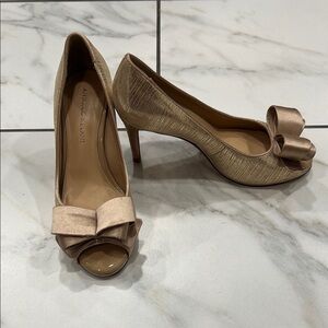 Antonio Melani Women's Tan Peep-Toe Heels
